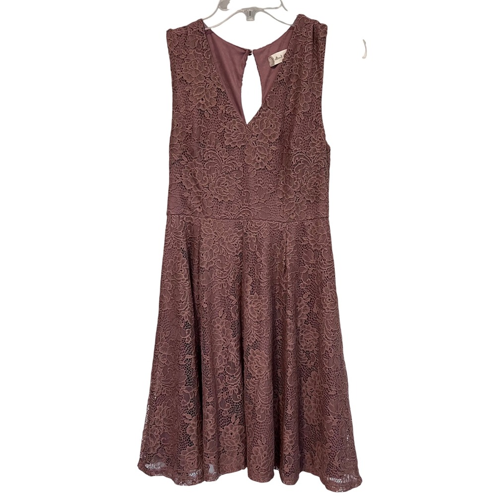 Altar'd State Dali Lace Fit and Flare Dress Pale Mauve V-Neck Keyhole Back NWT M